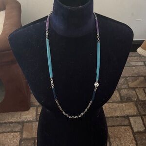 Aero 1987 Multistrand Purple and Blue With Rhinestone Ball Necklace